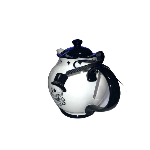 Potters Studio Victorian Skull Couple Teapot Halloween Gothic Mortar Bone 2 Side - Picture 7 of 8